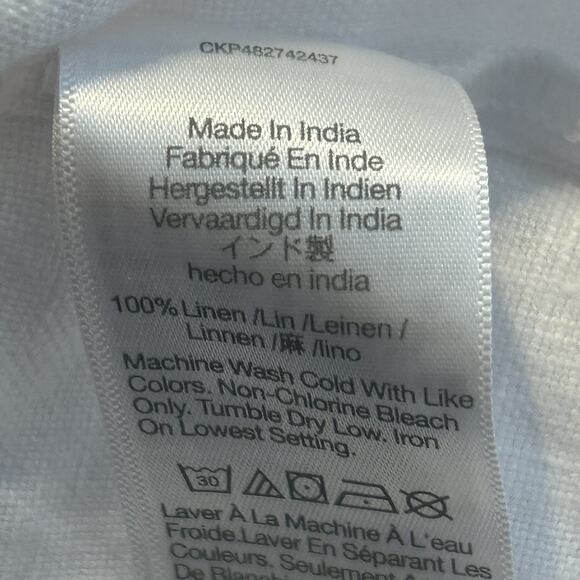 MADEWELL Square Neck Mini Dress Back Cutout White 100% Linen Women Size 14 NEW - Picture 8 of 9